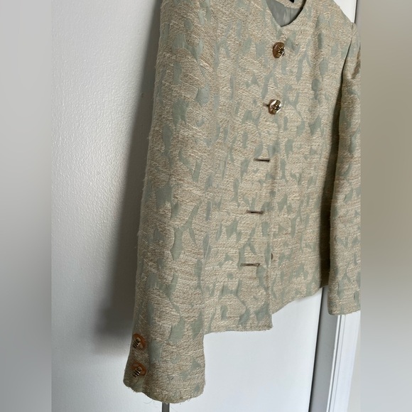 Vintage Green And Cream Women’s Blazer, 80s style suit, classy suit jacket - Picture 8 of 8